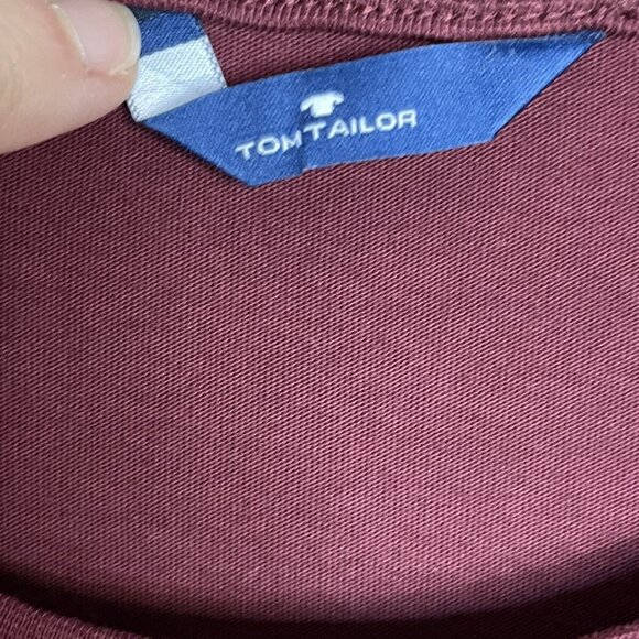 Tom Tailor Shirt Men's L Large Red/Black Long Sleeve Crewneck Pullover - Picture 2 of 3